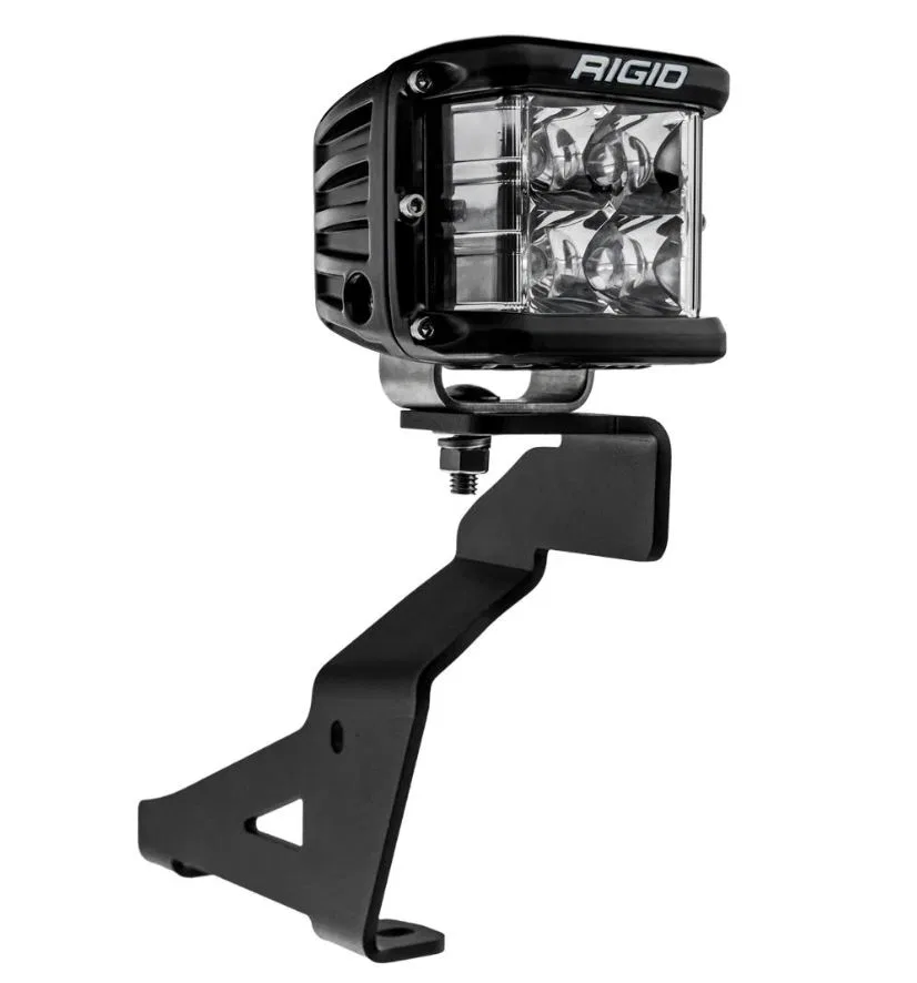46737 – RIGID IND Driving/ Fog Light Mounting Bracket, A-Pillar Mount Powder Coated Mounts One Light Black Stainless ...